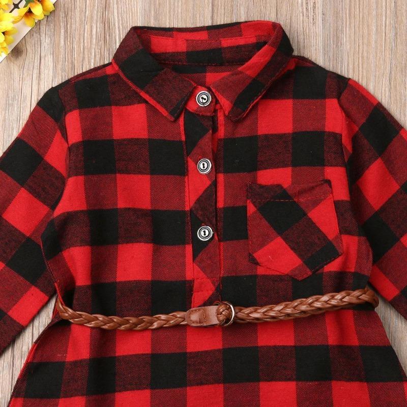 Weihnachten Kleinkind Neugeborene Kinder Baby Mädchen Kleid Rot Plaid Baumwolle Prinzessin Party Langarm Kleid Kleidung Mädchen