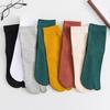 1 Pair Women Sock Middle Tube Two Toes Solid Color Soft High Elasticity Anti-slip Ankle Protection Sweat Absosrption Fall Winter Socks