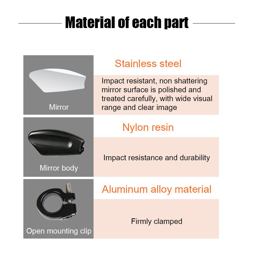 Wide Range Safety Bicycle Handlebar Mirror Rear Reflector Adjustable Rotatable Electric Mountain Bike Rearview Mirrors Parts