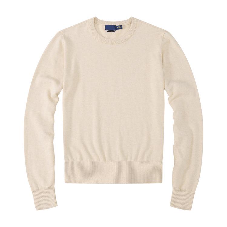Men's Lambswool Knit Sweater - Autumn/Winter, Round Neck, Solid Color