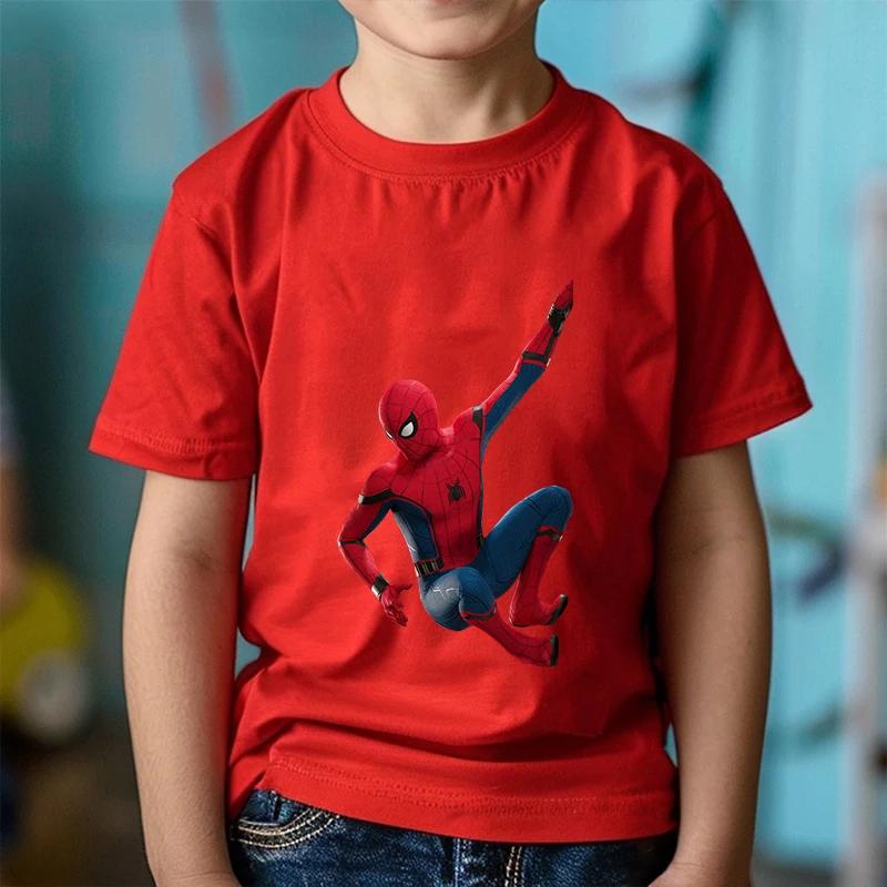 Tendencias de Moda Estampado de Dibujos Animados Anime Spider-Man Ropa para Niños y Niñas Camiseta en Verano Ropa Infantil Manga Corta