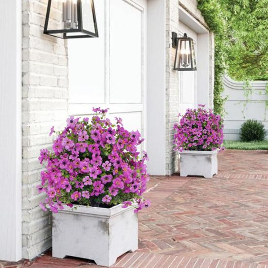 Artificial Flower Stake for Outdoor UV Resistant Fake Floral Shrubs with Ground Spike Realistic Faux Bushes Plant for Garden Yard Porch Patio Decor