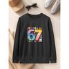 European Sizes Cute Colorful "67" Number Flower Print Playful Kids' Crewneck Sweatshirt