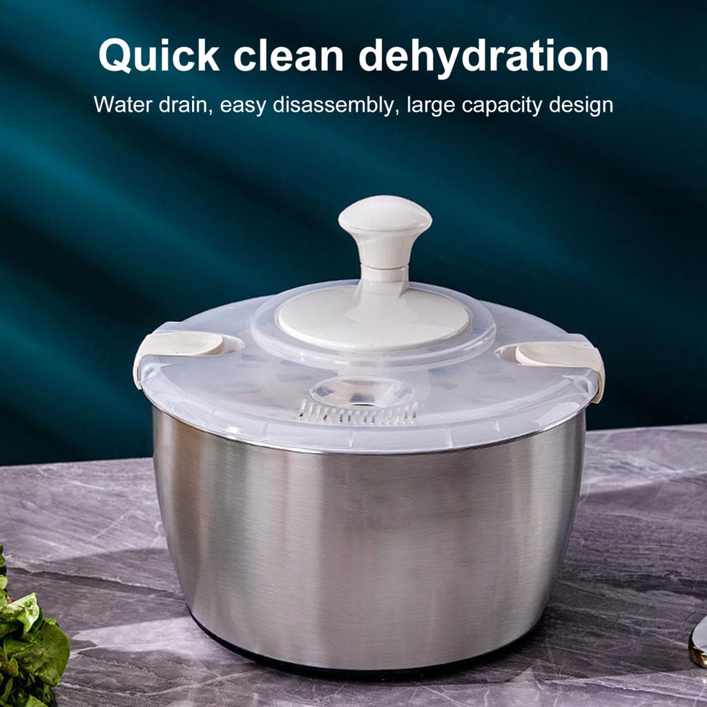 Centrifuga per Insalata Acciaio Inossidabile Rotativa Asciuga Insalata Mixer per Insalata 5L Disidratatore Multifunzionale con Cestello Filtro e Coperchio