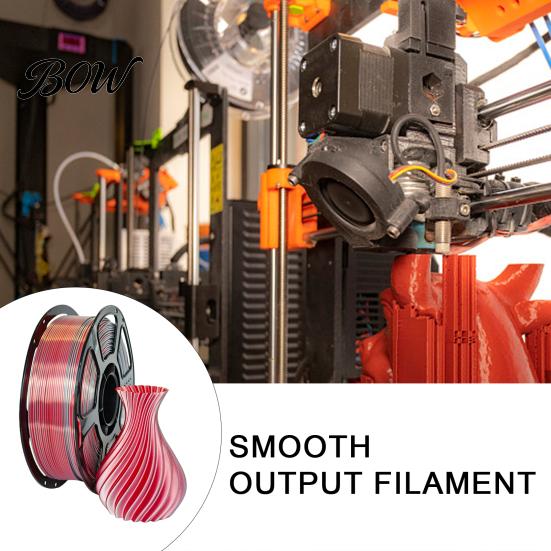 Two Color Silk Filament PLA 3D Printer 1.75mm, Red Silver Dual Filament, Printing Accessories for DIY Projects, Models and Crafts Spool