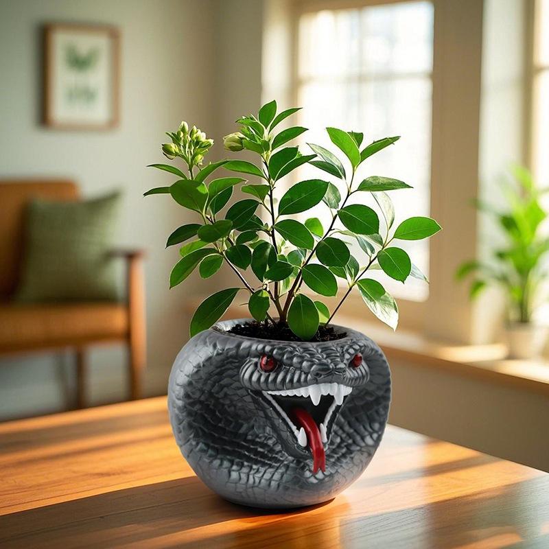 

Creative Resin Flower Pot - Tiger Snake Seven Star Ladybug Octopus Planting Container Home Decorative Animal Shaped Planter