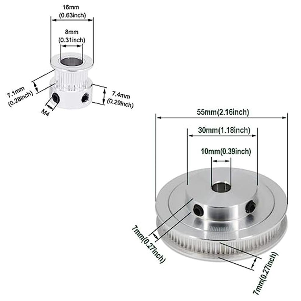 Rueda Síncrona de 20 y 80 Dientes Correa de 250 mm Alta Calidad