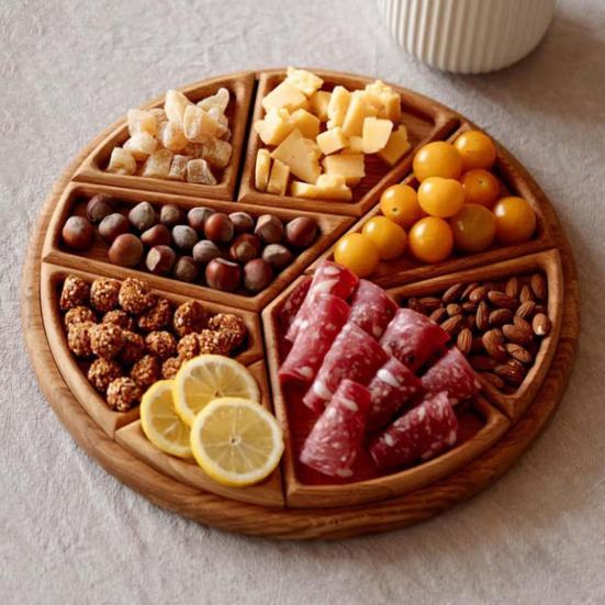 Dřevěná puzzle servírovací podnos s 8 odnímatelnými přihrádkami Koktejlová párty podnos