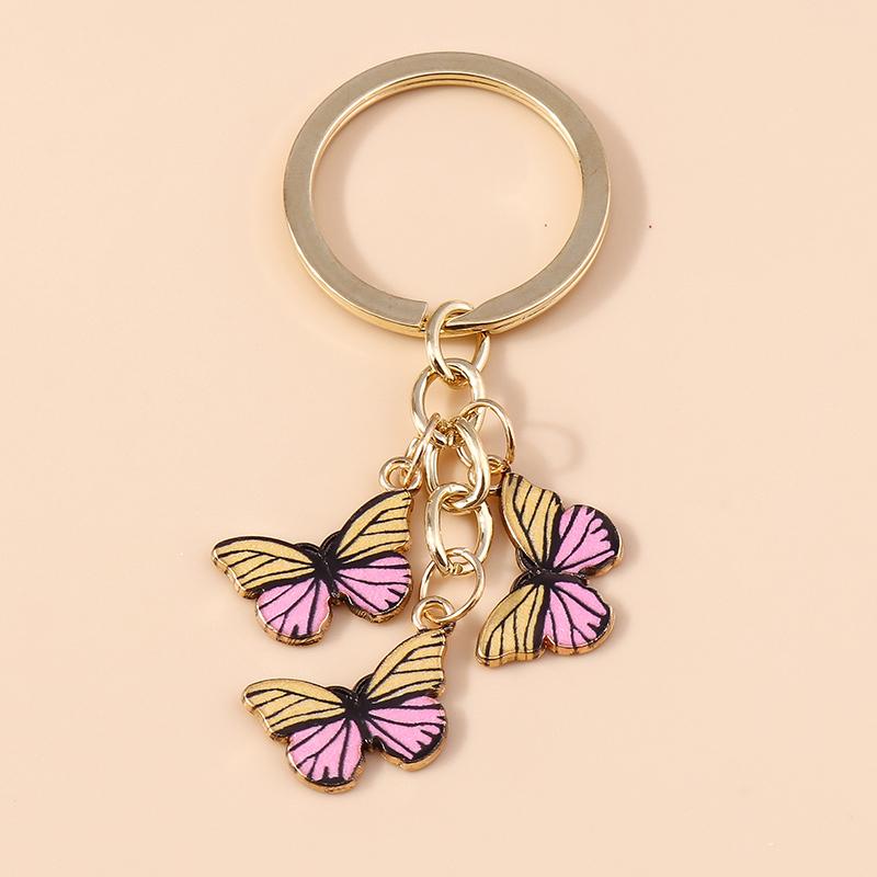 Cute Colorful Butterfly Keychains Enamel Animal Keyrings Souvenir Gift for Women Men Handbag Pendants Key Chains DIY Accessories