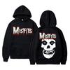 Horror Punk Misfits Skull Rock Print Hoodie Male Fleece Cotton Sweatshirt Men Women Gothic Vintage Long Sleeve Oversized Hoodies