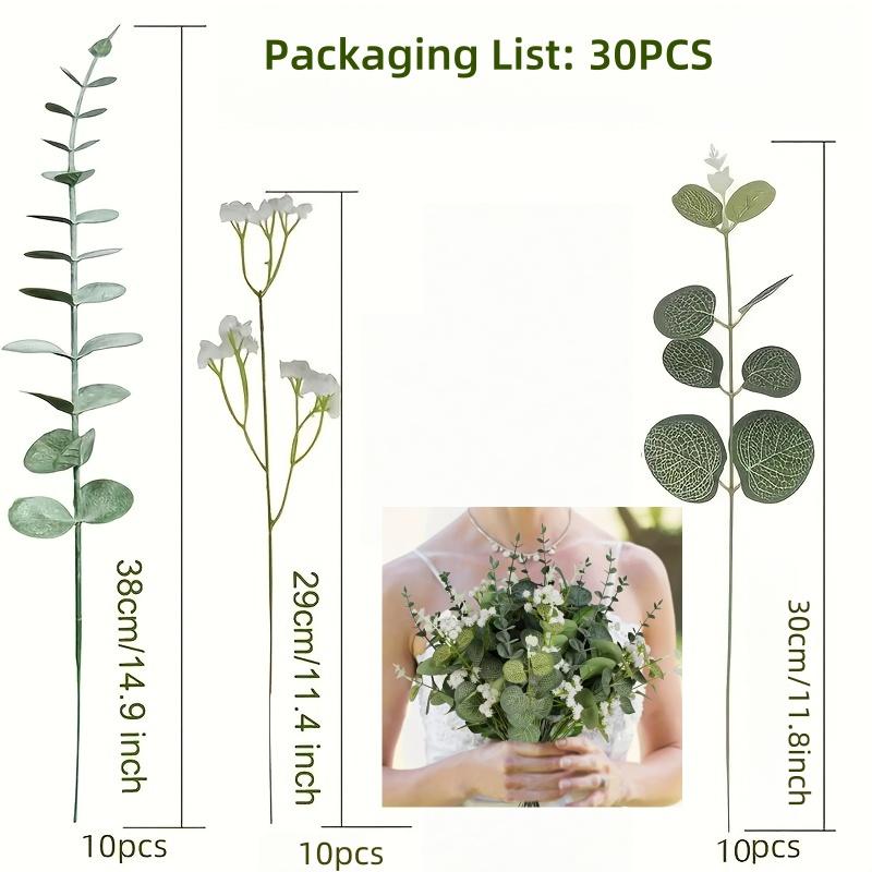 

Mixed Artificial Eucalyptus Stems Faux Greenery for Wedding Bouquets, DIY Floral Arrangements, and Home Decor