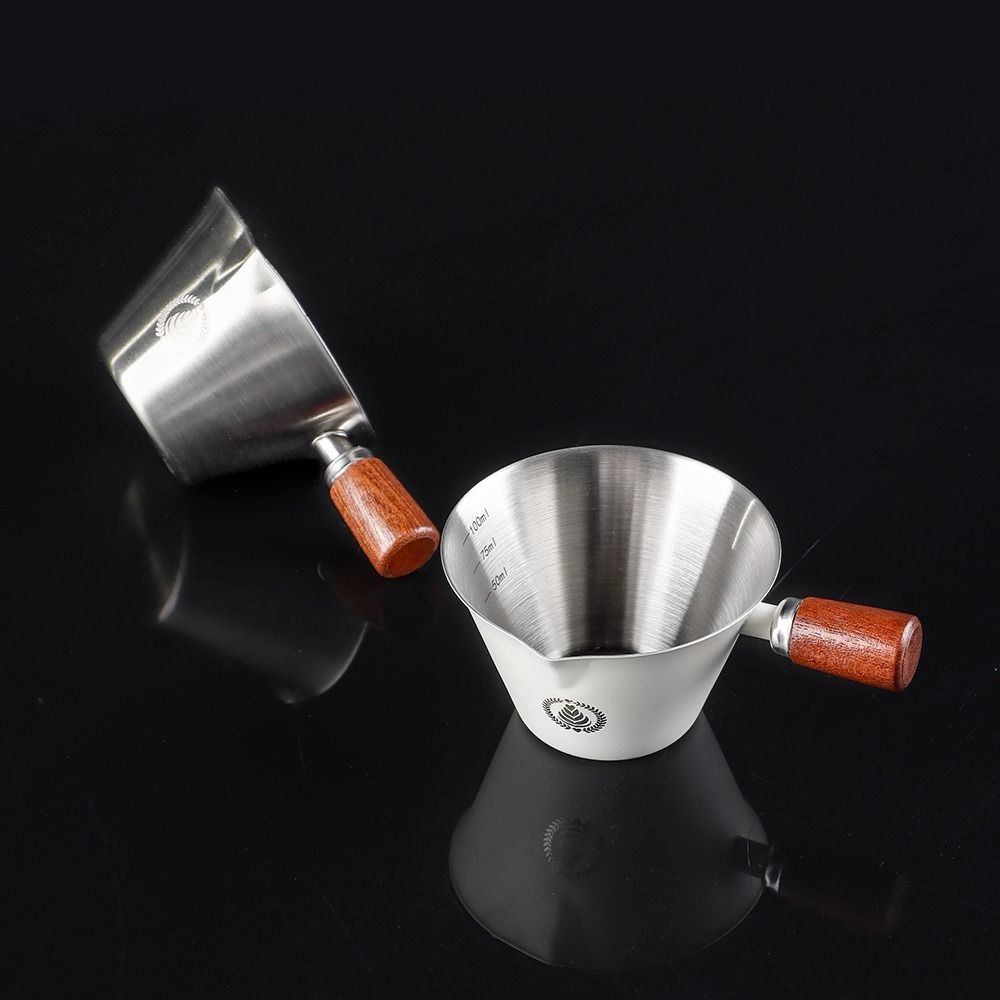 V-shaped Spout Coffee Espresso Cup Wooden Handle Coffee Extract Cup Coffee Measuring Cup  Home