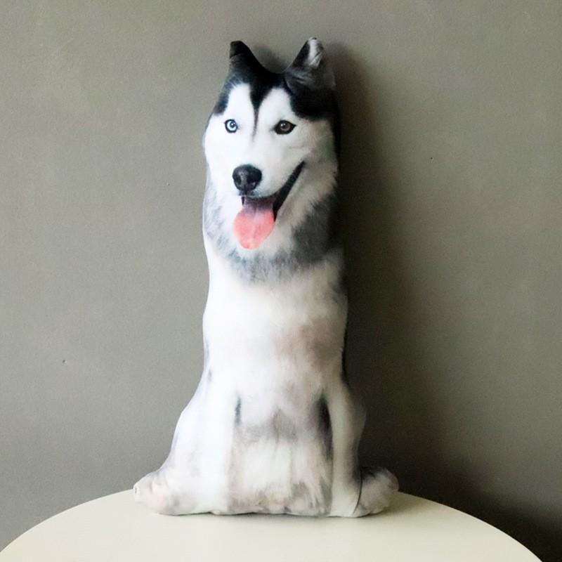 

3D Lifelike Animal Cute Bend Dog Printed Throw Pillow Funny Dog Head Cosplay Children Favorite Toy Cushion For Home A3