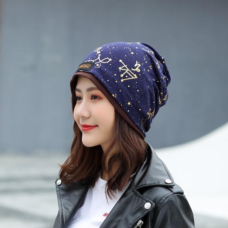 Fashionable Printed Crochet Hat Autumn Winter Warmth Comfort Women's Headscarf Postpartum Hat