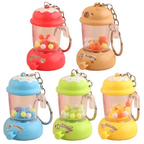 Kids Manual Juice Press Gashapon Keychain Simulation Extractor Toy with Spinning Balls Mini Backpack Charm for Boys Girls