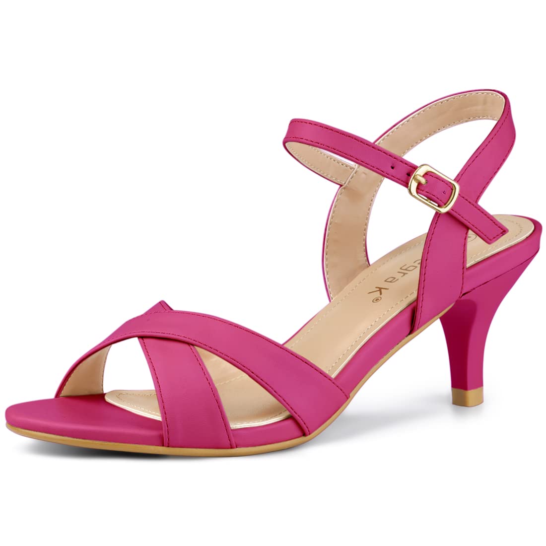 

Allegra K Women s Cross Strap Kitten Heel Ankle Strap Sandals, Hot Pink, Size 25.5cm