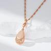Glossy  Rose Gold Color Pendant Necklaces For Women Simple Water Drop High Quality Ethnic Bride Daily Jewelry