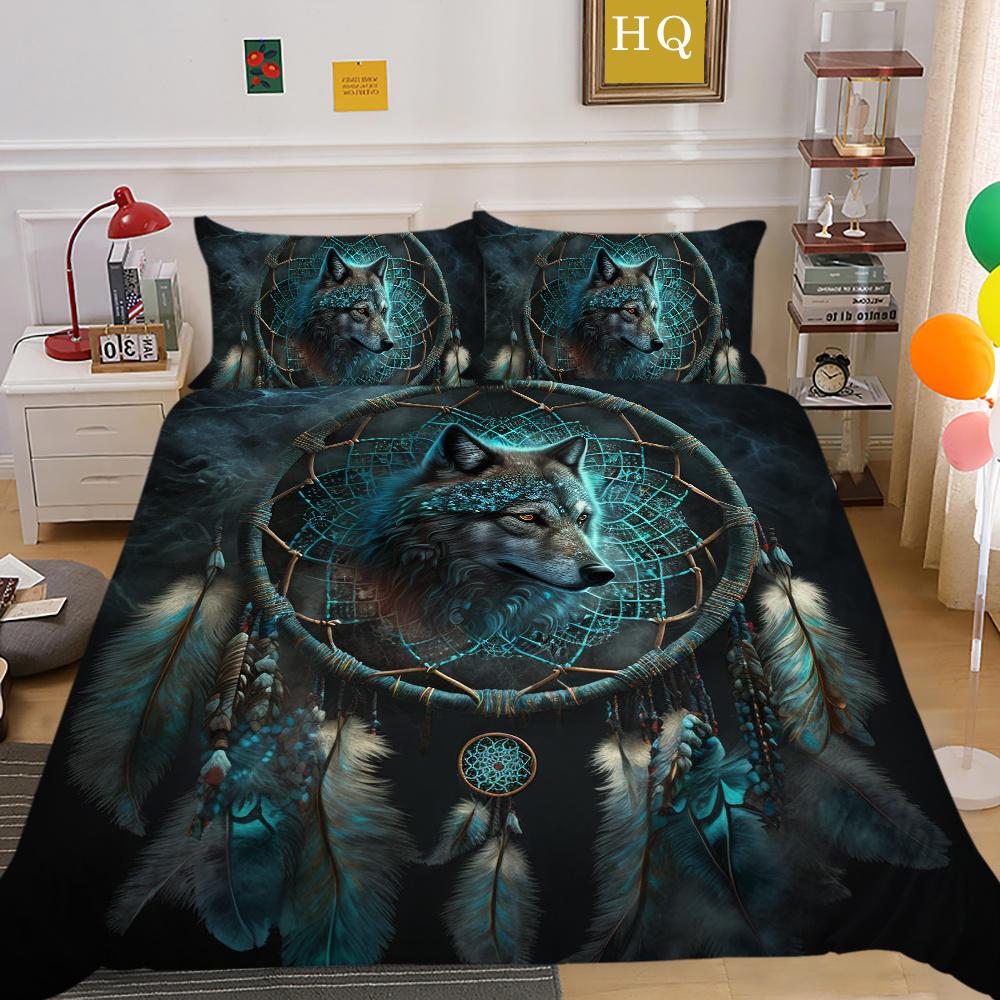 Bettbezüge, Wolf-Druck, Mikrofaser, Einzelbett-Bettwäsche-Set, Bezug für Kinder, weich, hochwertige Heimbettwäsche