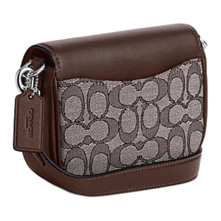 Coach Amelia 17 Signature Logo s koněm a kočárem Kožená a signovaná žakárová látka Taška přes rameno Crossbody Malé unisex tašky CU982-SVS8S