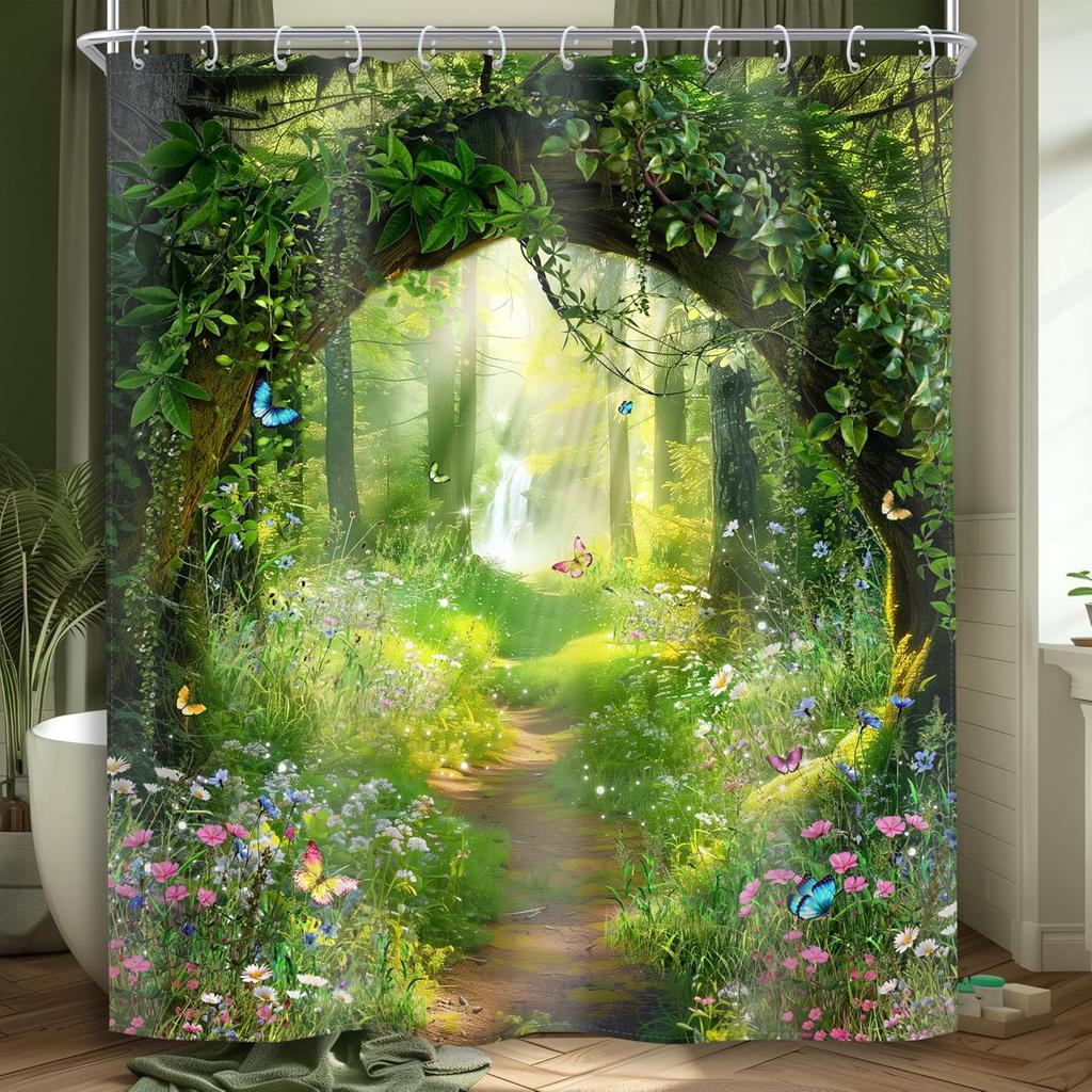 Japanese Shower Curtain Fuji Mountain Cherry Blossom Asian Anime Theme Burgundy Sun Koi Watercolor Floral Spring Cool Fabric