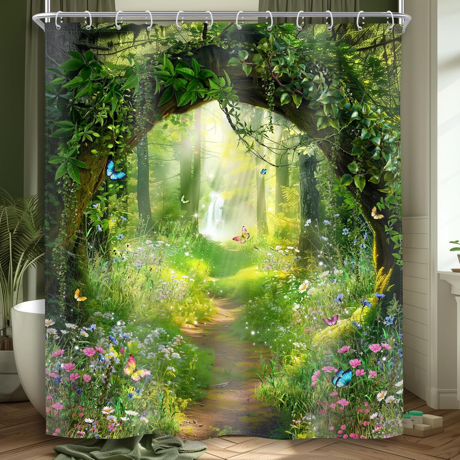 

Japanese Shower Curtain Fuji Mountain Cherry Blossom Asian Anime Theme Burgundy Sun Koi Watercolor Floral Spring Cool Fabric W60H190(CM)-1 Pcs