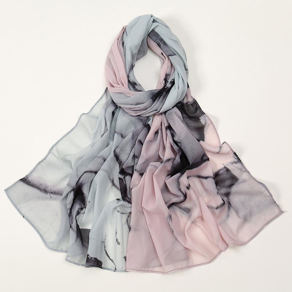 New Arrive Printed Floral Chiffon Hijab Scarf Women Fashion Tie-dye Shawl Muslim Premium Chiffon Headscarf Islam Luxury Turban
