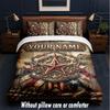 American Patriotic Theme Custom Text Or Name 3Pcs Bedding Set,1 Flat Sheet & 2 Pillowcases Personalized Home Bedding