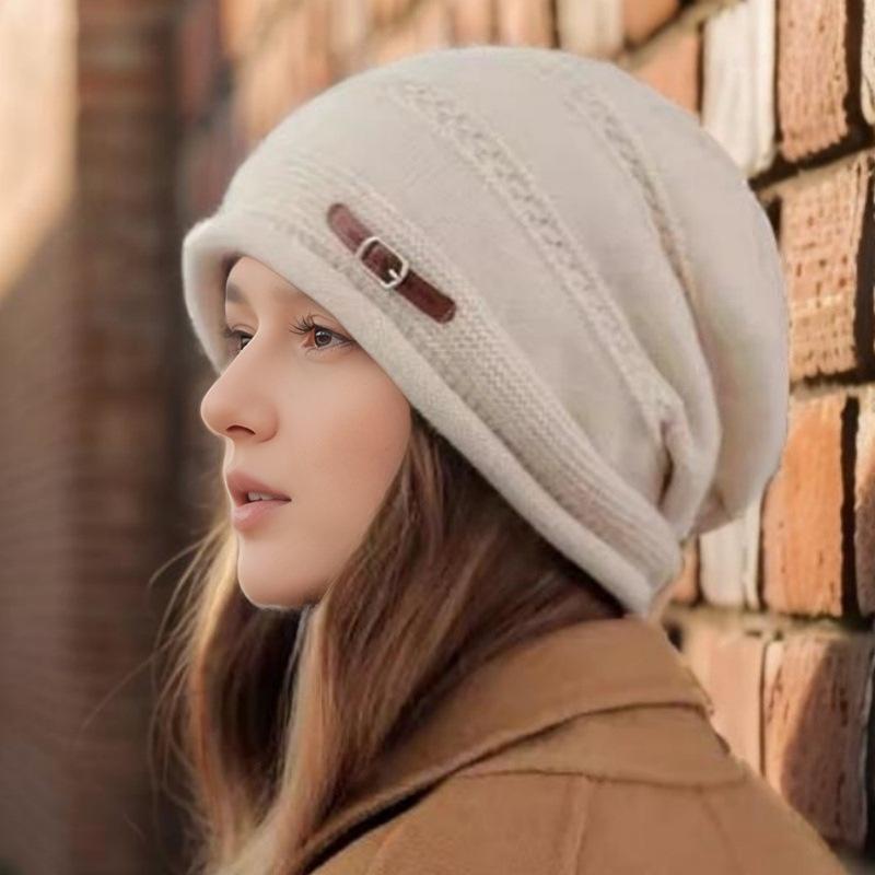 European & American Versatile Winter Knit Hat – Fashionable, Stylish, and Face-Slimming; Thick, Loose Woolen Hat for Women.