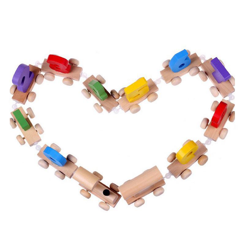 Wooden toys digital shape drag small train educational early childhood education building block baby enlightenment teaching aids