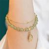 Natural Hetian Jasper Beads Bracelet Golden Branch Jade Leaves Bracelet Exquisite Sexy Girls Fashion Jewelry Bracelet Best Selling Holiday Gifts