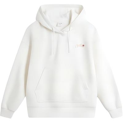 Li Ning × Disney Collaboration Pixar Strawberry Bear Series Letter Loose Hooded Fleece Pullover Long Sleeve Sweatshirt Women Sweatshirt AWDU436-1