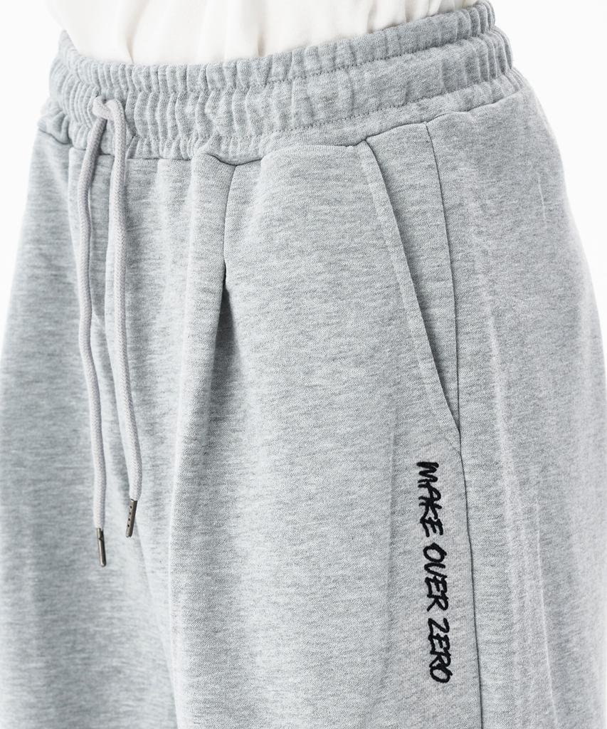 MOZMOZ Heavy Fleece-Lined Ver. One-Pleat Sweat Wide Training Pants Melange