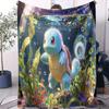 Cartoon Pikachu Squirtle Swimming In the Water Flannel Blanket For OfficeCamp Travel Multifunctional Universal Blanket Fan Gift