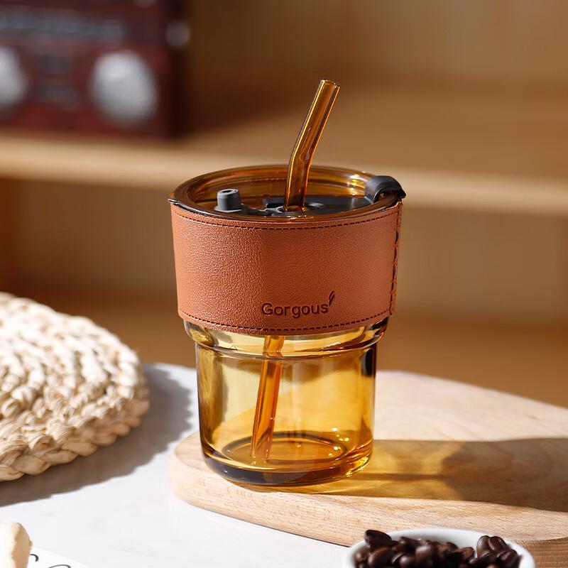 Bamboo Knot Glass Tumbler with Straw