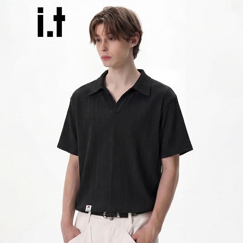 :CHOCOOLATEit Men's Summer Cable Knit Lapel Polo Shirt