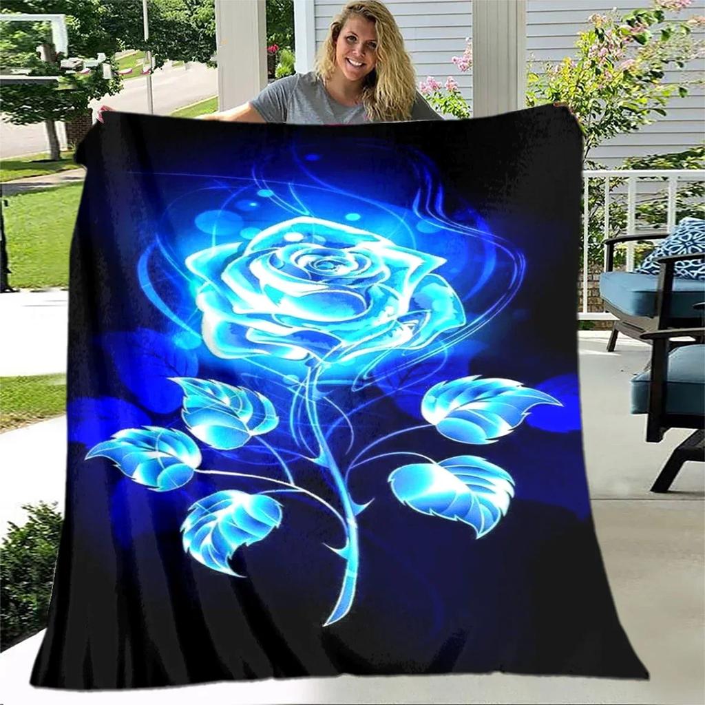Rose Blanket, Soft Cozy Floral Throw Blanket Gift for Girl Women, Fuzzy Comfy Flannel Blanket for Couch,Travel,Bed,House Decor