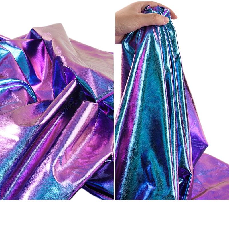 1m*1.6m Laser Elastic Reflective Fabric Magic Colorful Polyester Bronzing Designer Fabric for Costumes Swimsuits Handbags Craft