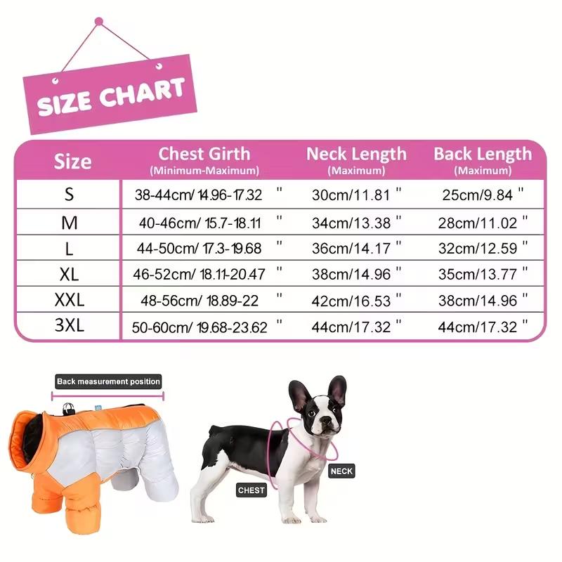 Pet Thermal Four-Legged Clothing, Warm Clothes for Small Dogs, Insulated Dog Jackets, Reflective Winter Four-Legged High-Neck Do