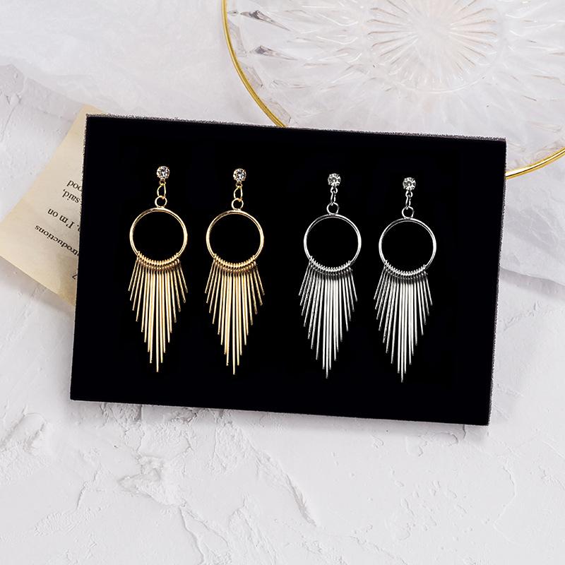 

European and American personality tassel long earrings exaggerated trendy retro earrings