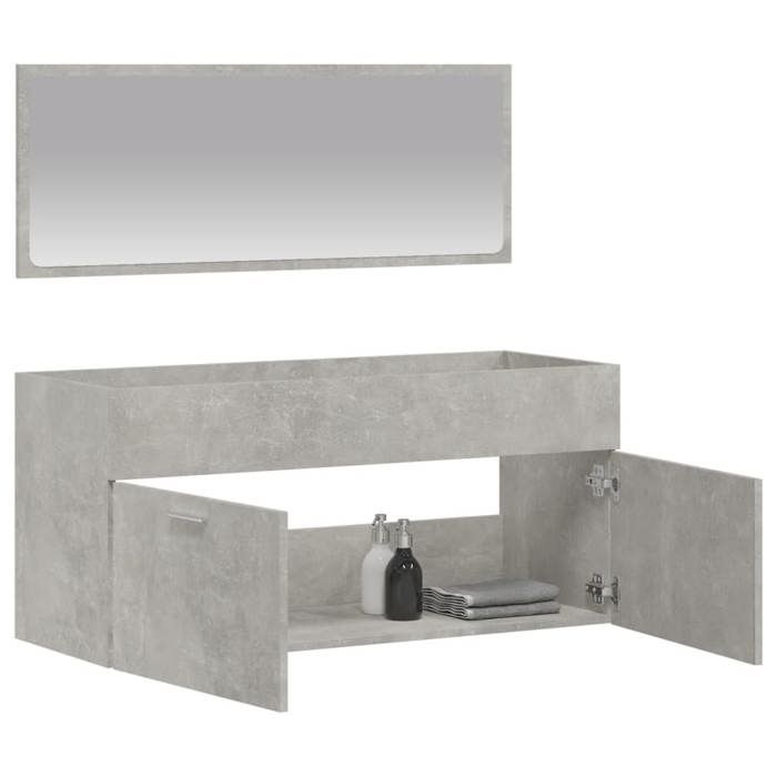VidaXL Armoire de bain avec miroir gris béton bois d'ingénierie 833887