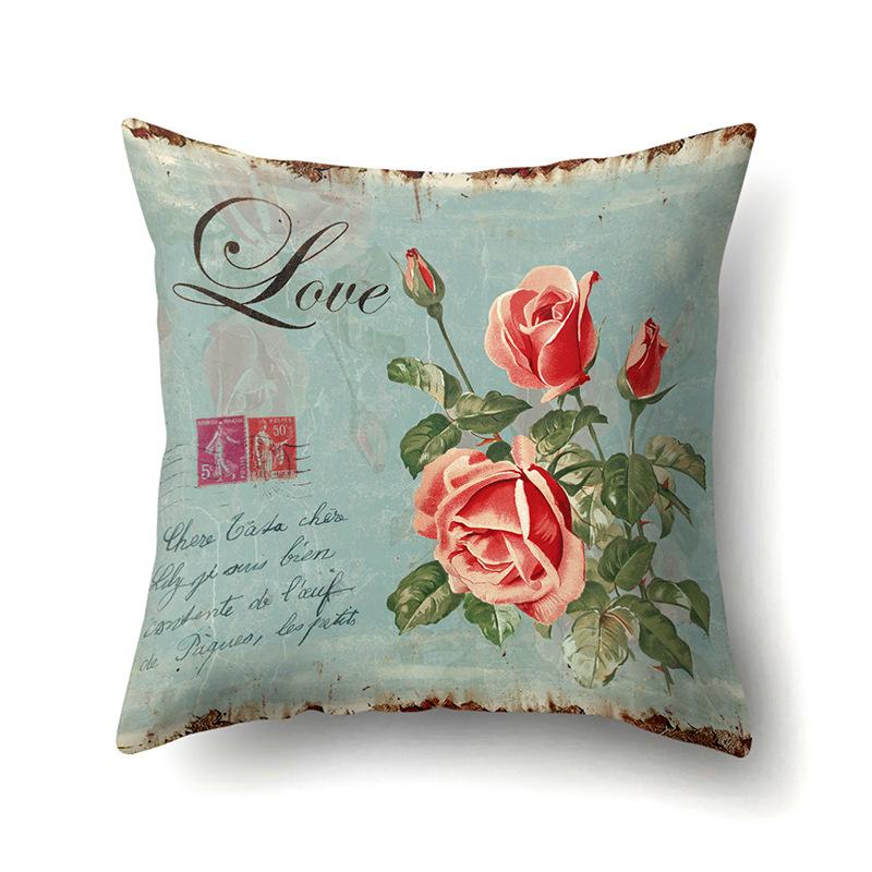 Polyester Pillowcase Automobile Decoration Retro Print Pillowcase Waist Cushion Cover Tower Bedside Cushion Cover