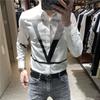 Frühling Herbst Persönlichkeit Diamanten Brief Druck Hemd Hombre Langarm Casual Mode Alle-spiel Bodenbildung Bluse Männer Top