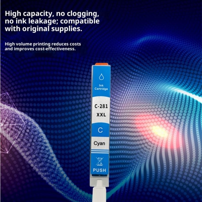 6 Color Replacement Ink Cartridges For PGI280 CLI281 XXL Printers Leak Proof Technology And Easy Installation