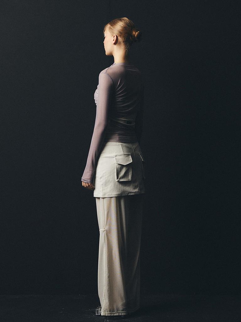 Half Devils Cargo Skirt Set Mesh Pants_Ivory