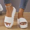 Women's Braided Platform Slide Sandals Solid Color Open Toe Summer Shoes Casual Outdoor Beach Slides