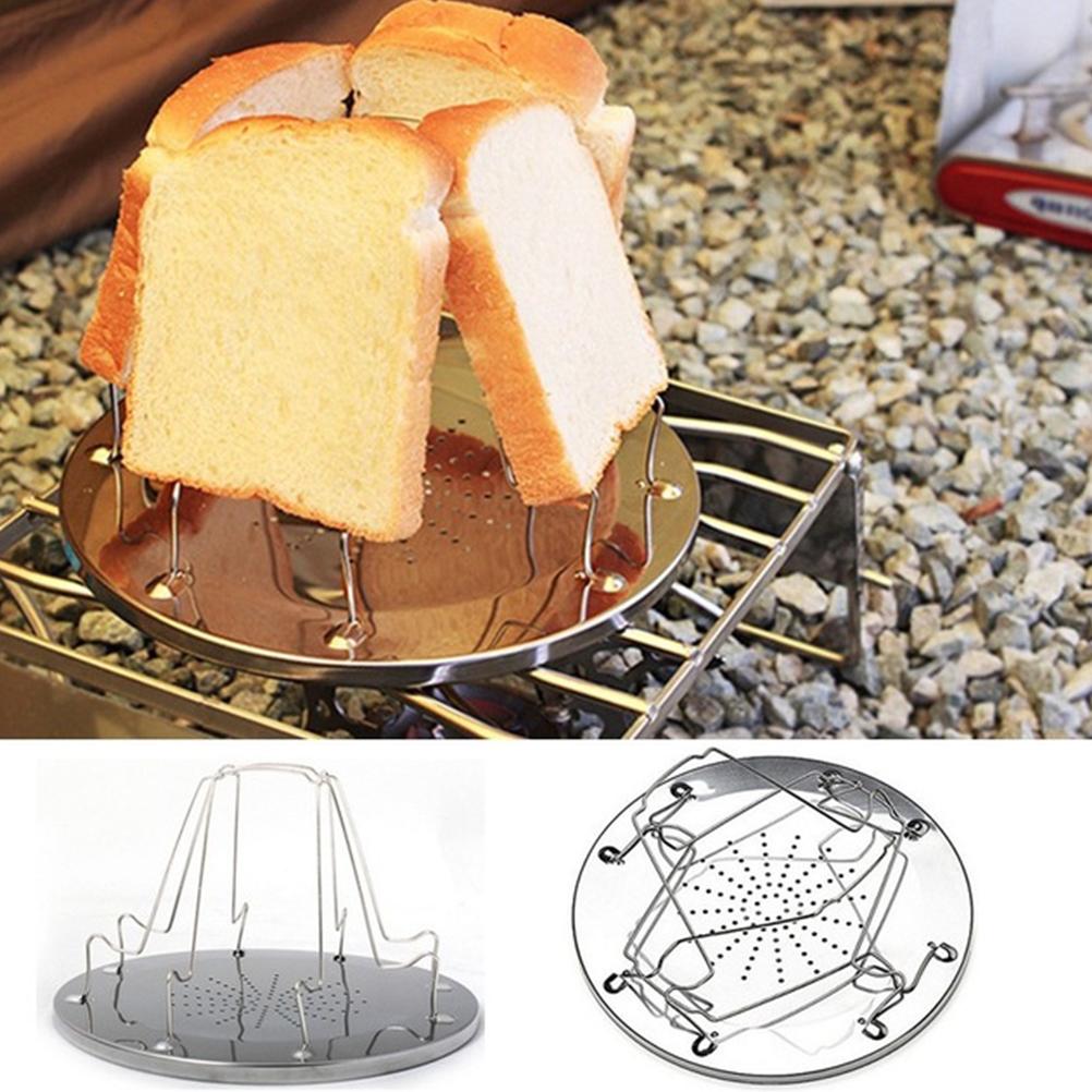 Faltbarer Campingkocher Toaster Edelstahl Camping Toaster Rack Halter 4 Scheiben Toasterblech