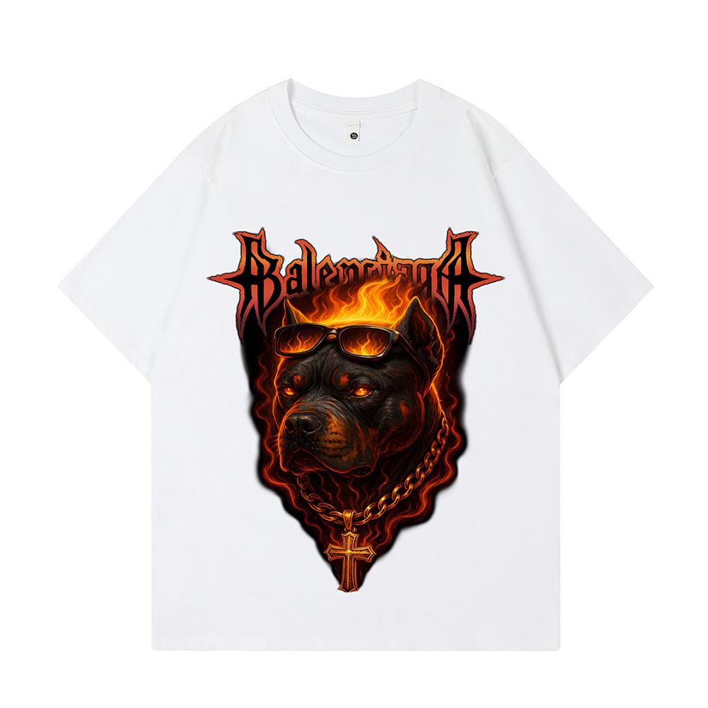 Heavy Weight Cotton Short-Sleeved T-Shirt High-Quality Digital Direct Injection Printing Half-Sleeved Washed Vintage T-Shirt