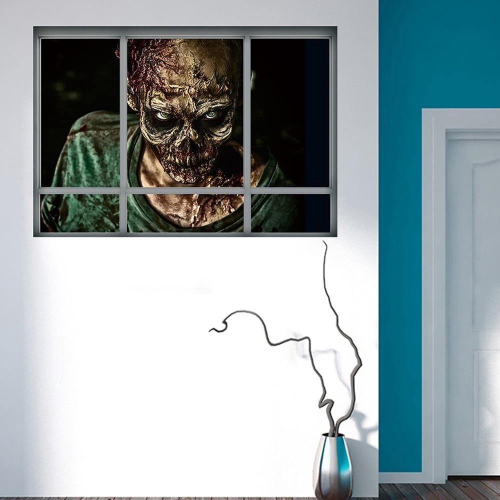 Halloween 3D Wall Sticker Scary Ghost Home Party Bar Decoration Wall Stickers (Size: 48x68 cm)