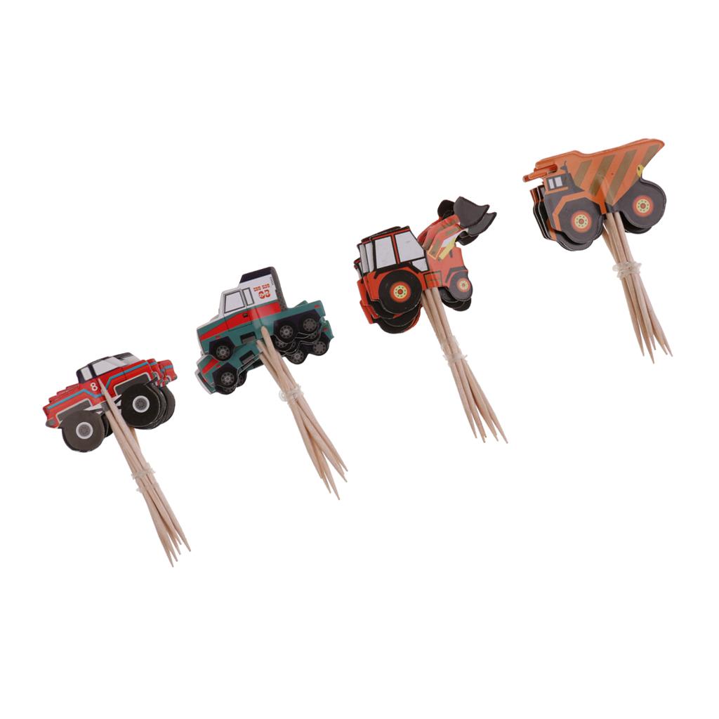 Cowboy Theme Cupcake Picks Cartoon Birthday Cake Topper Decorations Paper Wooden Ornaments for Kids Event