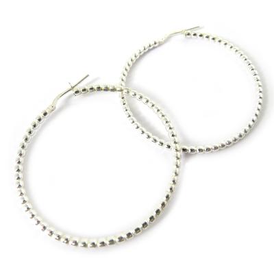 [M8931] - Silver Hoop Earrings 'Billes' Silver (rhodium Plated) - 45x2 Mm